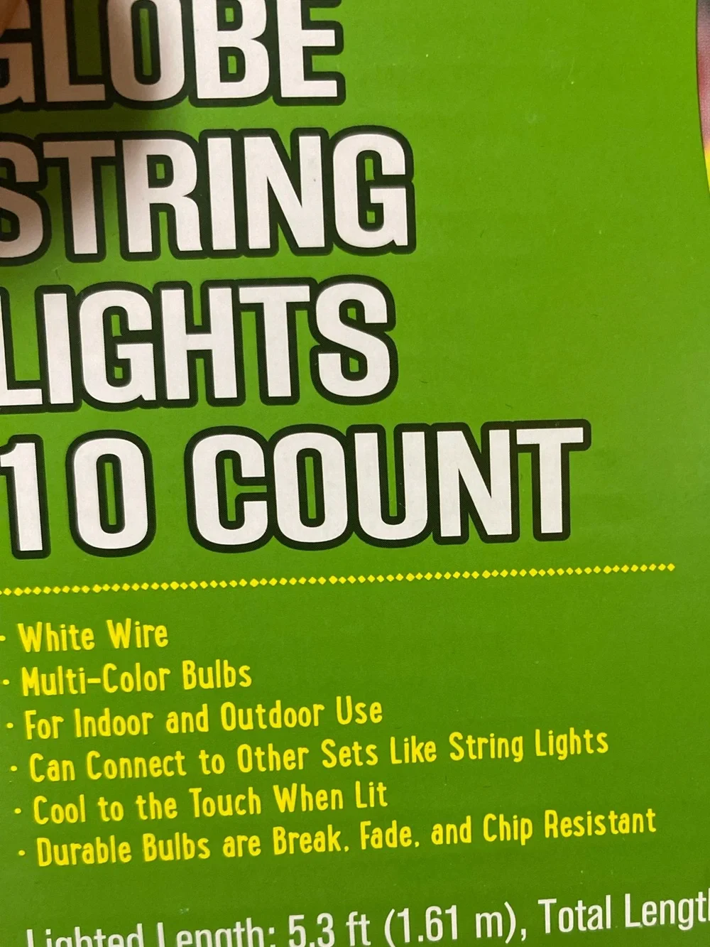 True Living Outdoors LED Frosted Globe String Lights - Multi-Color New in Box